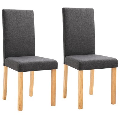 vidaXL Dining Chairs, 2 Pcs, Dark Gray Fabric