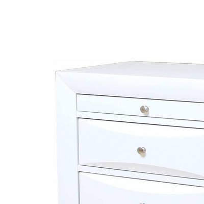 Elegant White 2-Drawer Nightstand with Beveled Fronts - 26"x25"