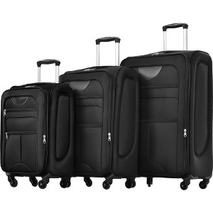 3 Pieces Soft Shell Suitcase, Expandable Luggage With TSA Lock 360 Degree Upright Spinner Wheels For Travel - 1 of 4