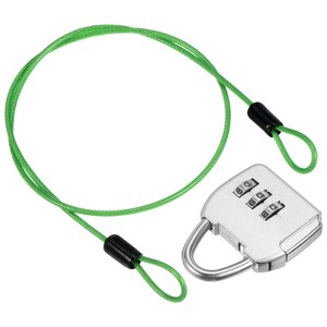 Unique Bargains Double Loop Luggage Security Steel Cable with 3-Digit Combination Lock - 1 of 4