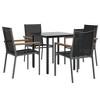vidaXL 5 Piece Black Dining Set with Steel Frame and Textilene Fabric, Outdoor Seating with Comfortable Chairs and Tempered Glass Tabletop - 3 of 4