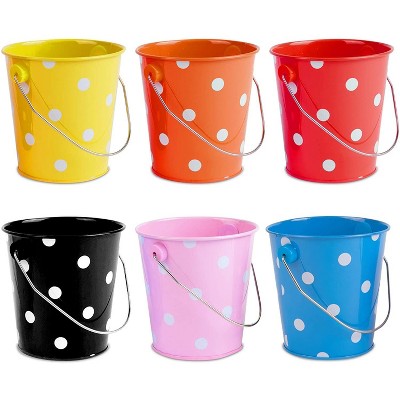 Juvale 6-Pack Mini Buckets for Crafts and Party Favors, 6 Colors, 3.9 x 3 x 4 in