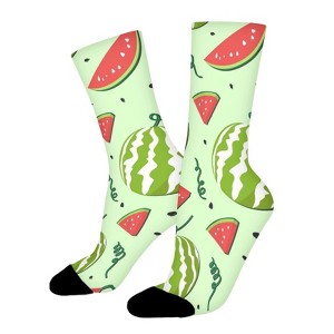 Watermelon Pattern Women Printed Crew Socks Funny Funky Socks Soft Polyester Novelty Gifts for Artists Men - 1 of 1