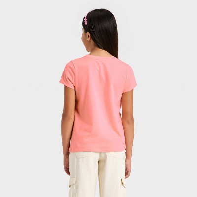 Детские Cat & Jack Girls' Short Sleeve 'Cat' Graphic T-Shirt - Cat & Jack ™ Peach Pink M — фото 3