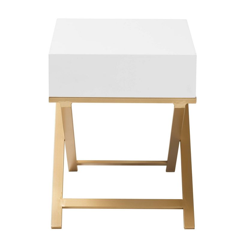 Lilibet Wood and Metal 1 Drawer End Table White/Gold - Baxton Studio, 6 of 12