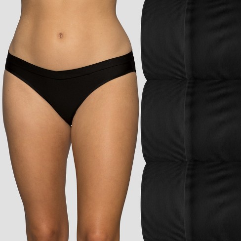 Vanity Fair Womens Beyond Comfort Silky Stretch Bikini 3 Pack 18391 -  Black/black/black - 7 : Target