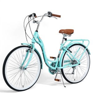 NAYSAYE 24” Beach Cruiser Bike for Women Ladies Bike 7 Speed Complete Cruiser Bikes with Dual V-Brake, Adult City Bike for Women, Men - 1 of 4