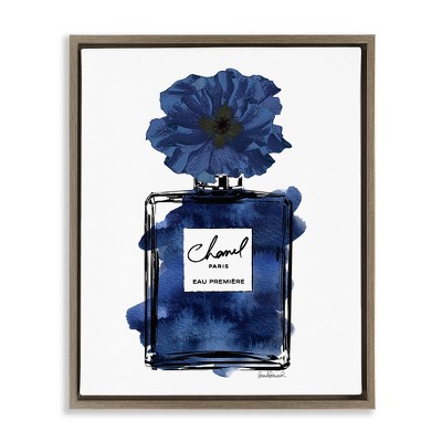 Stupell Industries Blue Perfume & Blossom Black Framed Floater Canvas Wall Art
