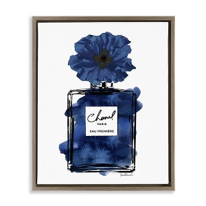 Stupell Industries Blue Perfume & Blossom Black Framed Floater Canvas Wall Art - 1 of 4