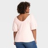 Women's Puff Short Sleeve Eyelet Peasant Top - Ava & Viv™ - 2 of 3