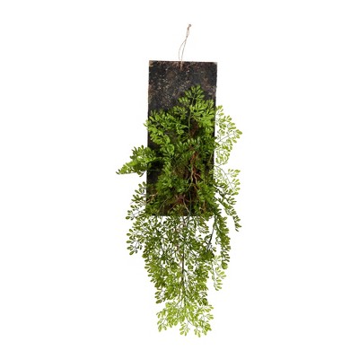 Vickerman 24" Artificial Green Mini Leaf on Wooden Plaque.