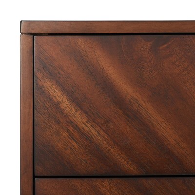 Mid-Century Dark Walnut Double Dresser with Bronze Pulls