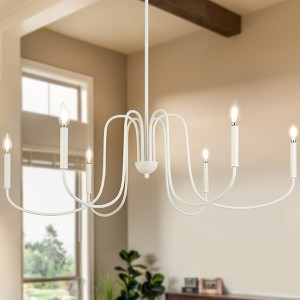 LNC Ampiuo 6-Light 39.8" Coastal Candle Oversized Chandelier, White - 1 of 4