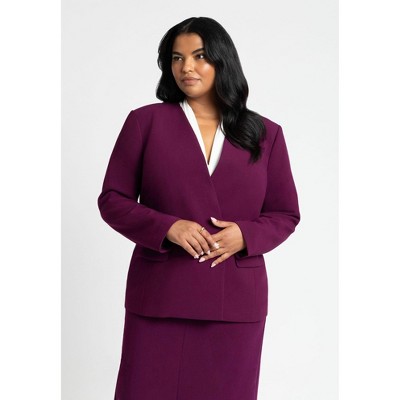 ELOQUII The 365 Semi Stretch Double Breast Collarless Blazer