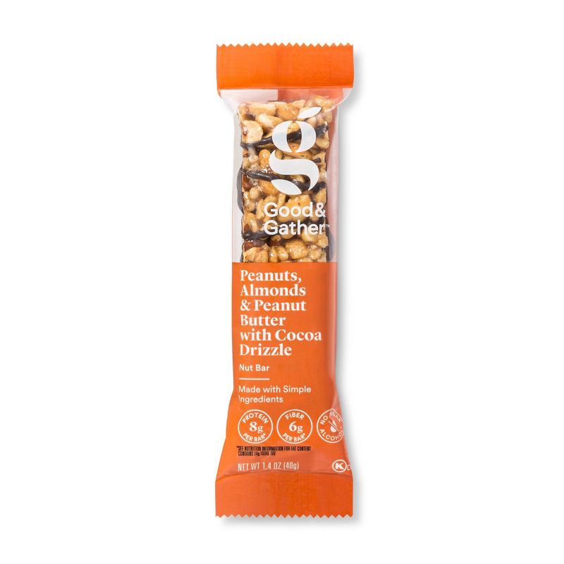 Almonds and Peanut Butter with Cocoa Drizzle Nut Bar - 12ct - Good & Gather&#8482;, 3 of 6