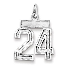 Black Bow Jewelry Sterling Silver, Varsity Collection, Small D/C Pendant, Number 24 - 1 of 4
