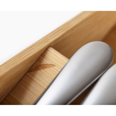 Large Bamboo Cutlery Drawer Organizer with 8 Compartments
