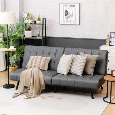 Modern Futon Sofa Couch Bed Sleeper Convertible Lounge Living Room Brown Gray 