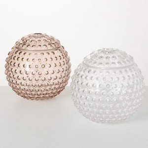 8"H Sullivans Hobnail Orb Vases With Lids Set of 2, Multicolored - 1 of 4