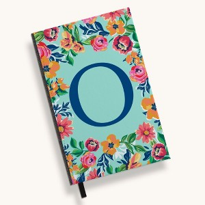 Personalization Mall Flowery Initial Journal, Blue Aqua - 1 of 4