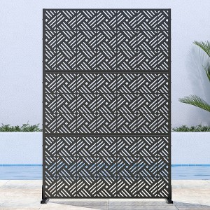 Black galvanized sheet screen 71.37x46.8inch freestanding metal privacy screen and panel, freestanding outdoor and indoor privacy screen - 1 of 4