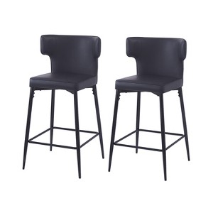 Christopher Knight Home Norsans Upholstered 28" Faux Leather Iron Frame Counter Stool with Footrest - 1 of 4