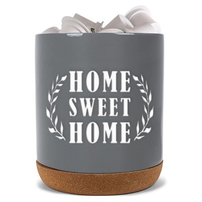 Elanze Designs Home Sweet Home Grey X-Large Cork Bottom, Kitchen Counter, Ceramic Stoneware, Coffee, Tea and Hot Chocolate, Machine Brewing, K Capsule