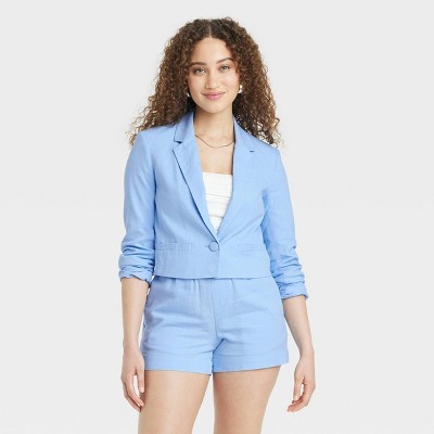 Women's Cropped Blazer - A New Day™ Blue Xl : Target