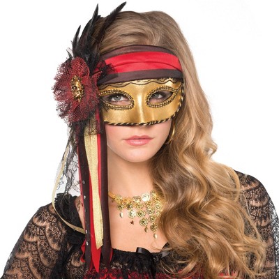 Adult Pirate Feather Halloween Costume Mask