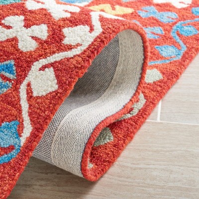 Aspen Blue and Red Handmade Wool Area Rug