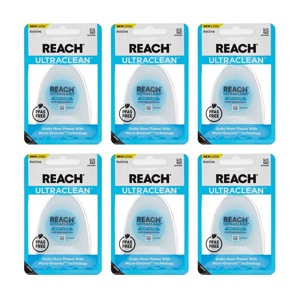 Reach Ultraclean Mint Waxed Dental Floss - 30yd/6pk: 540yd Total Length