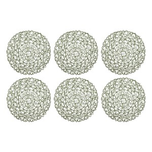 DII Woven Paper Placemat Set 6 Piece, Artichoke Green, 15" Dia - 1 of 4
