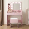 Vanity Desk with Mirror and Lights, Makeup Vanity with Cushioned Stool, 3 Lighting Modes Adjustable Brightness - 2 of 4
