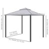 Gulches 9.6' x 9.6' Patio Gazebo, Outdoor Canopy Shelter with 2-Tier Roof and Netting, Steel Frame for Garden, Lawn, Backyard, and Deck, Gray - 2 of 4
