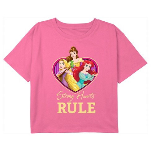 Girl's Disney Valentine's Day Princesses Strong Hearts Rule Crop T-shirt -  Light Pink - X Small : Target