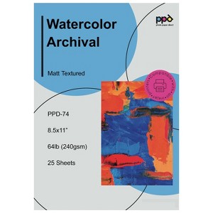 PPD Matte Watercolor Giclee 8.5x11" 25 sheets 240 gsm for Inkjet Printers - 1 of 4