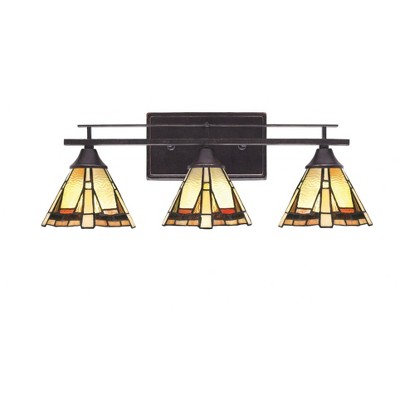 Toltec Lighting Uptowne 3 - Light Vanity in  Dark Granite with 7" Zion Art Glass Shade