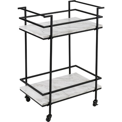 Honey-Can-Do 2 Tier Bar Cart Faux Marble