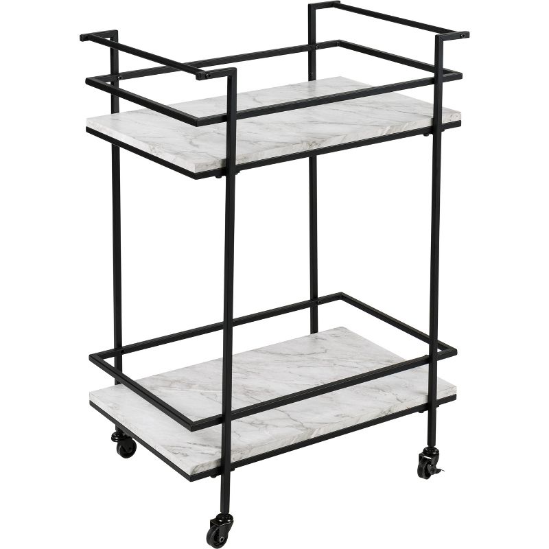 Honey-Can-Do 2 Tier Bar Cart Faux Marble, 1 of 14