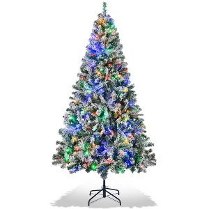 6ft Pre-Lit Premium Snow Flocked Artificial Christmas Tree W/1000 Branch Tips & 250 Multicolored LED Lights - 1 of 4
