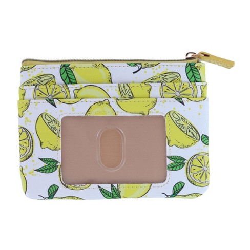 Buxton Women s Lemon Squeeze Printed Vegan Leather Id Coin Case