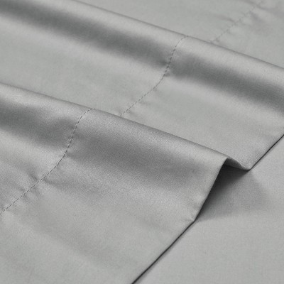Light Gray Cotton Sateen Split King Sheet Set