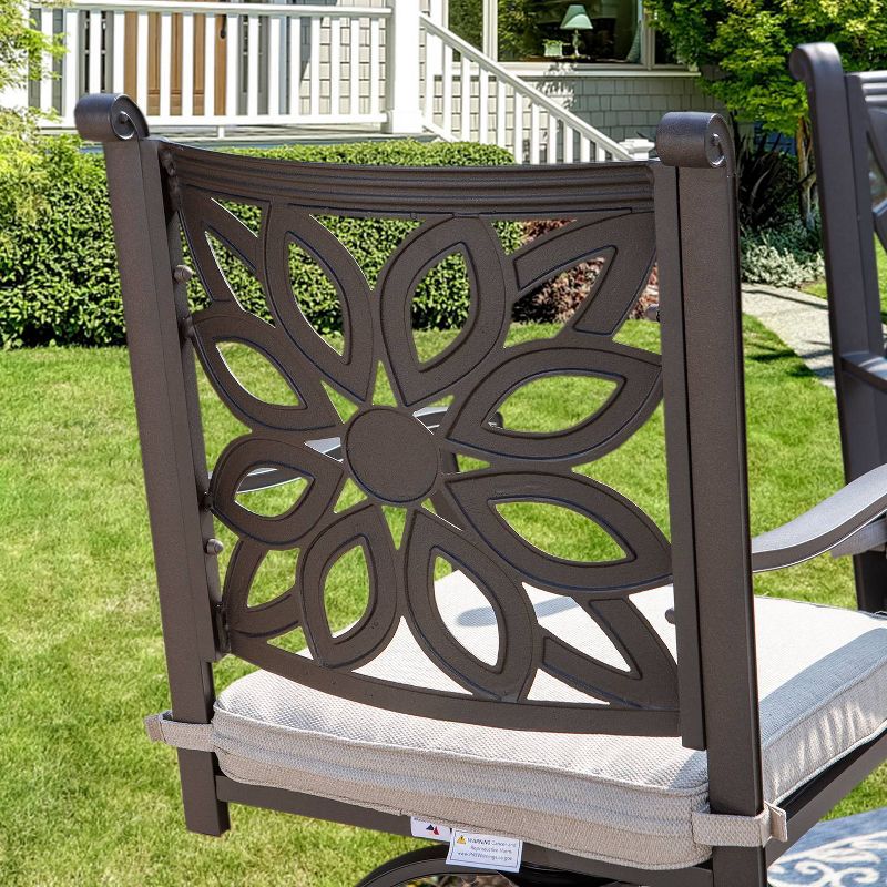 3pc Outdoor Square Cast Aluminum Bar Table &#38; Swivel Chairs - Captiva Designs, 5 of 13