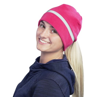 TrailHeads Women's Ponytail Hat - Reflective Cold Weather Running Beanie for Hiking, XC Skiing