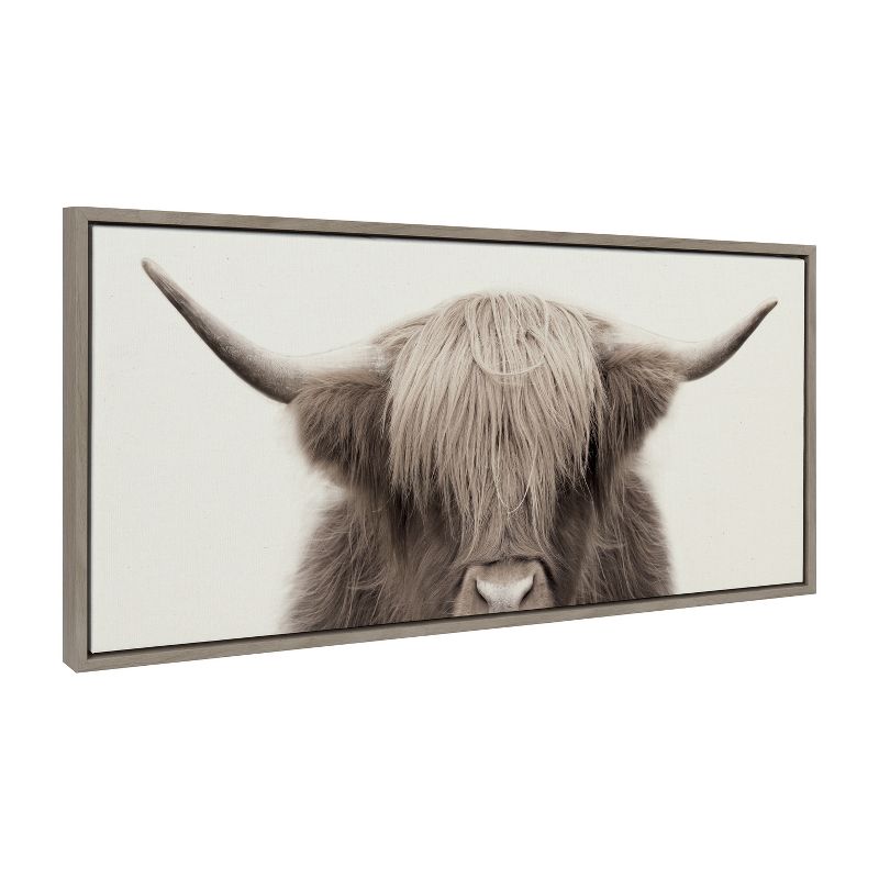 Kate and Laurel - Sylvie Hey Dude Highland Cow Color Framed Canvas by The Creative Bunch Studio, 3 of 8