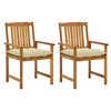 vidaXL Patio Chairs Outdoor Patio Dining Chair with Cushions Solid Wood Acacia - Cream 2 pcs - 2 of 4