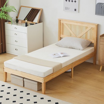 KTMBDW Queen/Full/Twin Size Wood Platform Bed Frame with Headboard, No Box Spring Needed, Mattress Foundation, Noise-Free, Easy Assembly