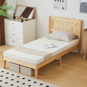 KTMBDW Queen/Full/Twin Size Wood Platform Bed Frame with Headboard, No Box Spring Needed, Mattress Foundation, Noise-Free, Easy Assembly - 1 of 4