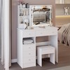 Ridstar 37 in. W Left Drawer Desktop Vanity Tables with Cushioned Stool & Ample Storage for Bedroom-White - 4 of 4