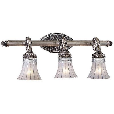 Minka Lavery Vintage Wall Light Brushed Nickel Hardwired 25 1/2" 3-Light Fixture Etched Clear Glass Shade for Bathroom Vanity